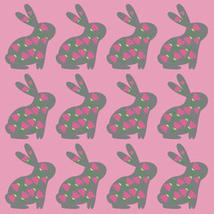 Cute Spring Colorful Easter Bunnies Vector