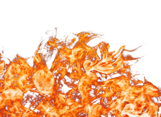 Fire flames burn overlay on transparent background
