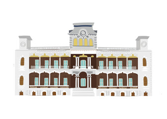 Hawaii City Building. Honolulu architecture. hand drawn icon of famous place.
