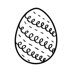Hand drawn doodle icon of Easter egg with cute small decorations