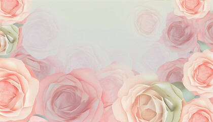 Romantic Rose Background with Copy Space. Generative Ai