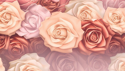 Beautiful Soft Tones of Rose Flowers with Copy Space. Generative Ai