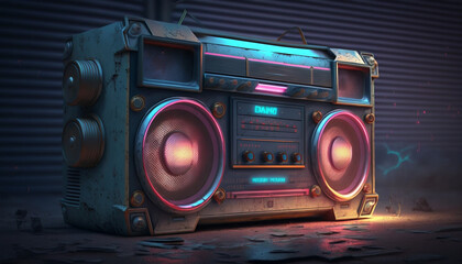 Blast from the Past: 80s Ghetto Blaster in Neon Colors