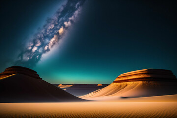 Fototapeta na wymiar Last Trace of Sunset Over Gusty Sand Dunes