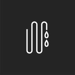 Underfloor heating system line icon on black background. 