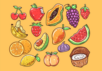 Fruits vector hand drawn collection