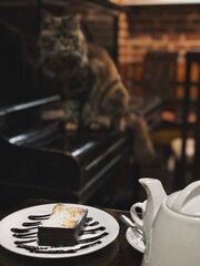 breakfast with coffee and croissant