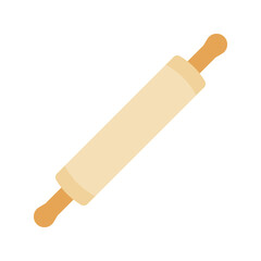 Wooden rolling pin. Kitchen equipment isolated on white background.