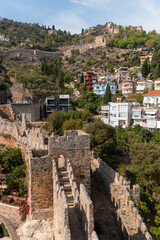 Panoramic view from the Red Tower to the houses, Alanya