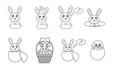 Easter bunnies coloring book set