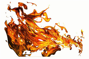 Flames of fire isolated on white background. Generative AI