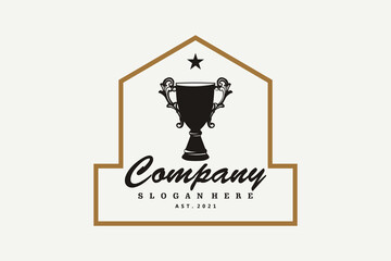 Champion Trophy Cup for Vintage Retro Sport Bar Club Cafe Tavern Restaurant logo design inspiration