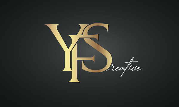 luxury letters YFS golden logo icon premium monogram, creative royal logo design	