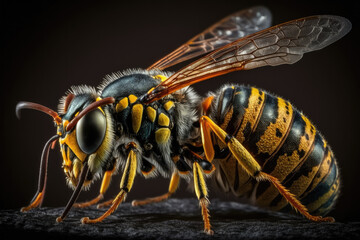 wasp on white background created with Generative AI technology