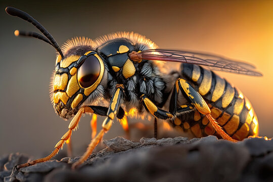 wasp on white background created with Generative AI technology
