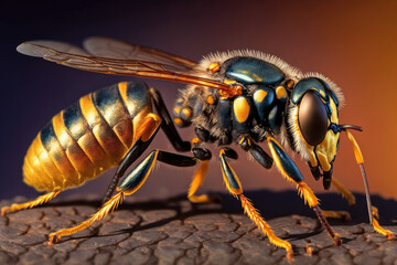 wasp on white background created with Generative AI technology