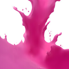 Illustration of melted and splashed strawberry milk element. pouring flowing pink cream. Transparent PNG is available. generative AI.