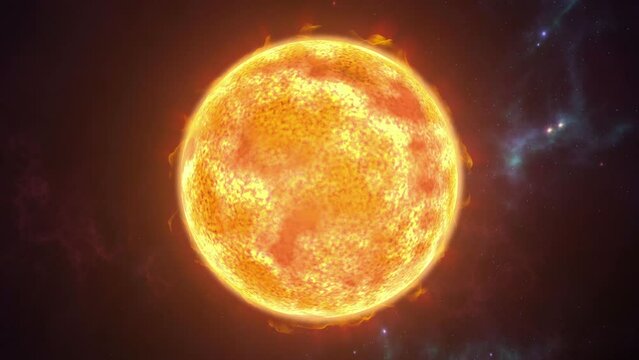 Surface Big Sun Star In Space, Full Shot Of The Sun And Its Flares