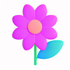 Colorful 3d emoji flowers icon illustration isolated on white background. art style for banner, poster, promotion, web site, online shopping, advertising.