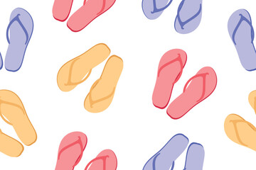 Summer flip-flop pattern. Seamless repeating background. Seamless pattern with flip-flops. Cartoon flat illustration. Vector illustration