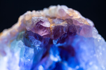 Crystals of the mineral Amethyst close-up.