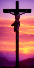 Crucifixion of Jesus. AI generated illustration