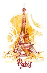 Eiffel tower parisian symbol hand drawn vector illustration