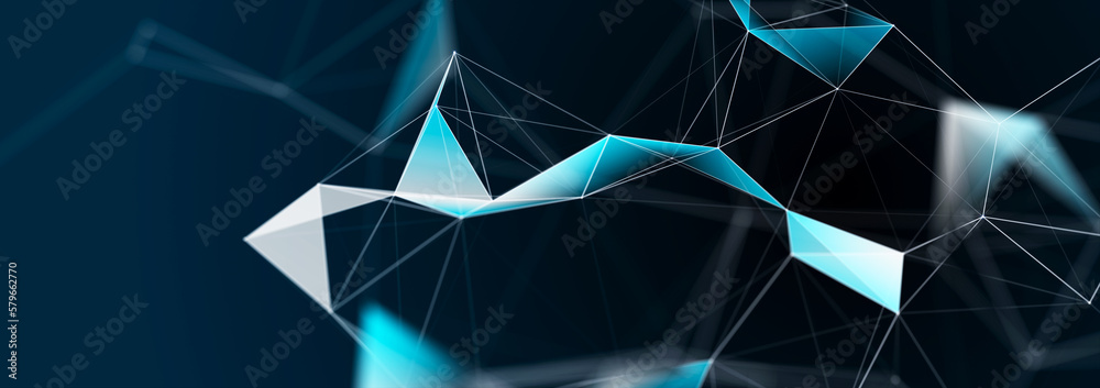 Poster polygonal background with dots and lines. network connection structure. science and technology. 3d