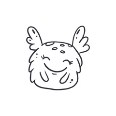 Cute cartoon monster on white background.Icon monster.Alien.Coloring.Doodle.Vector