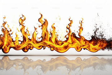 Obraz premium Flames of fire isolated on white background. Generative AI