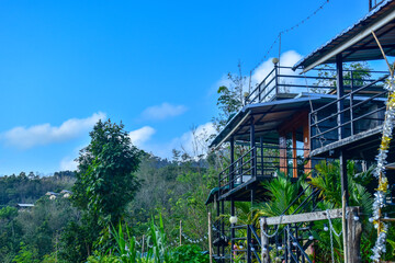 resort and Scenery of the morning mist in the mountains of southern Thailand.2