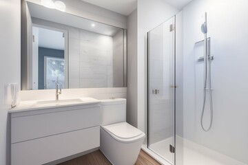 Fototapeta na wymiar clean white and minimal bathroom