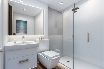 Fototapeta na wymiar clean white and minimal bathroom