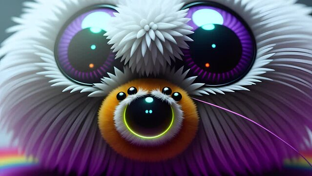 Shaggy hairy woolen cute spider, created with the help of artificial intelligence, AI generative.