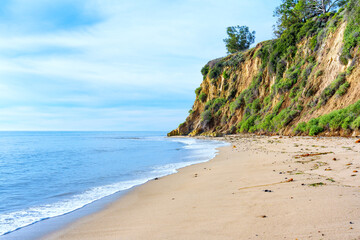 Peaceful Beach and Ocean Coastline in Malibu, California