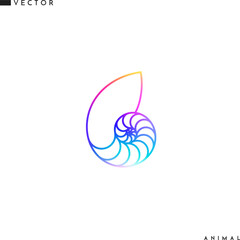 Bright nautilus shell. Outline style