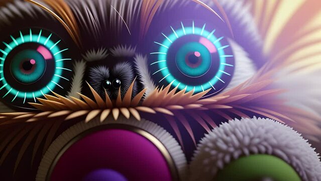 Shaggy hairy woolen cute spider, created with the help of artificial intelligence, AI generative.