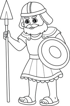 recommend clip art: Goliath with Spear Isolated Coloring Page for Kids
