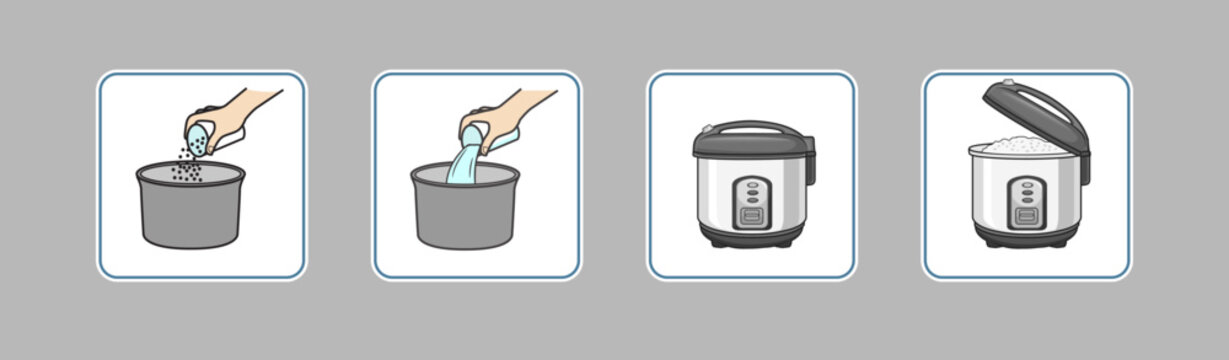Instructions for serving cooking rice. Pro Vector