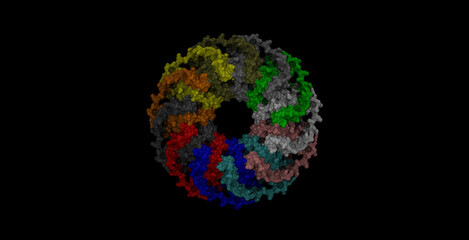Human RAD52 DNA repair protein 3D molecule 4K (front view)
