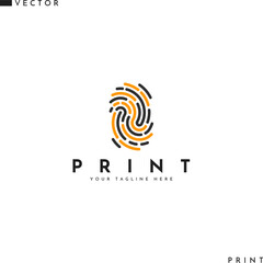 Unique fingerprint logo. Vector illustration