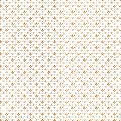 Fototapeta premium Seamless pattern with vintage beige repeating twigs with leaves isolated on white background. Watercolor hand drawn illustration sketch