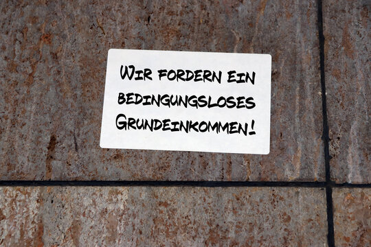 wir fordern ein bedingungsloses grundeinkommen aufkleber