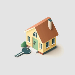 House model and key, real estate concept