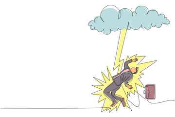 Continuous one line drawing man sitting on cloud reading a book. Businessman. Teacher. Lawyer. Marketer. Director. Chief. Financier. Higher education. Career growth. Single line draw design vector