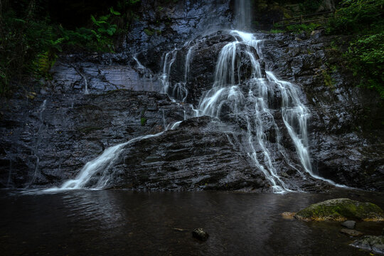 Santo Estevo do Ermo waterfall in Springtime, Barreiros, Lugo province, Galicia, Spain.