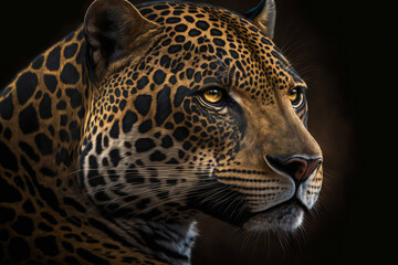 Fototapeta na wymiar Jaguar portrait, digital illustration painting, animals, wildlife, Generative AI
