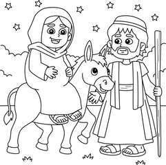 Christian Mary and Joseph Coloring Page for Kids