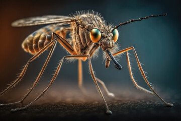 Fototapeta premium mosquito in close up view created with Generative AI technology