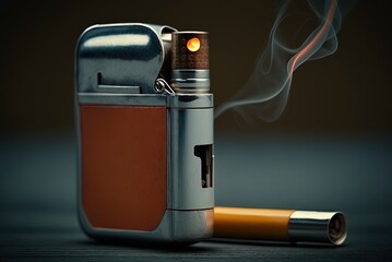 a cigarette and a lighter seen up close, representing the notion of giving up smoking Generative AI - obrazy, fototapety, plakaty
